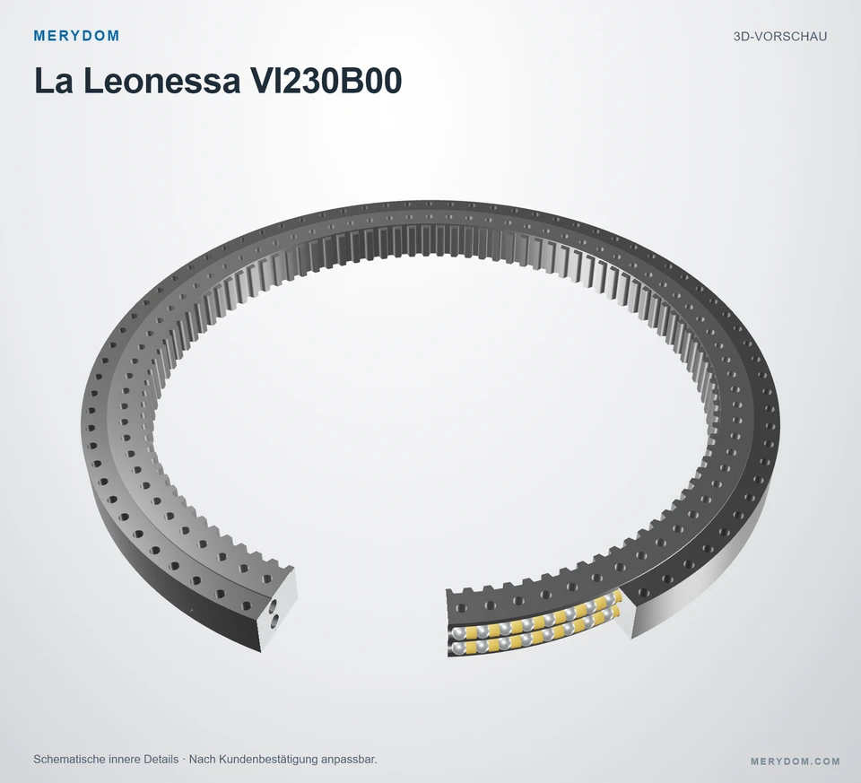 Vorschau des 3D-Modells des MERYDOM-Ersatzdrehkranzes für La Leonessa VI230B00.