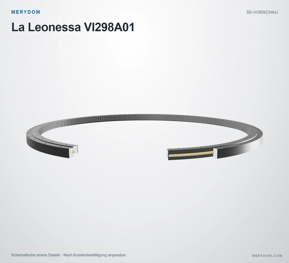 Vorschau des 3D-Modells des MERYDOM-Ersatzdrehkranzes für La Leonessa VI298A01.