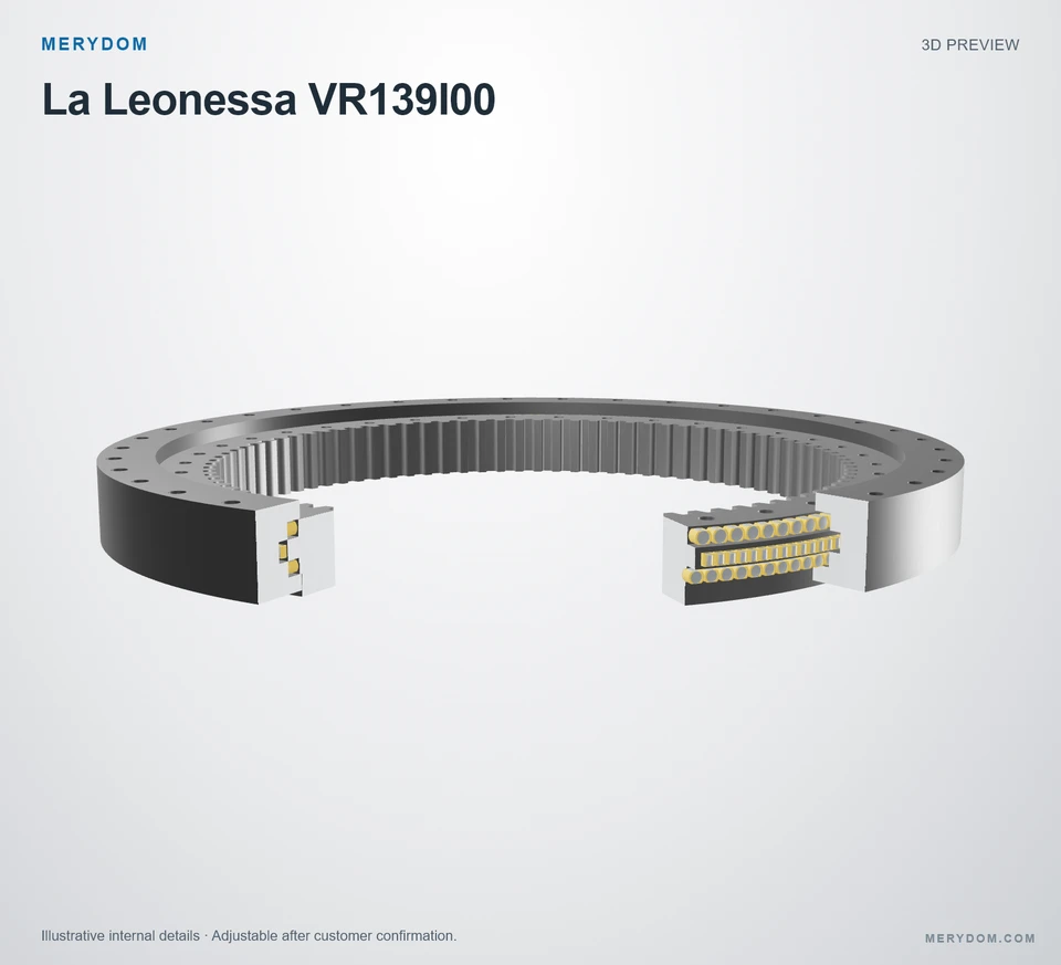 3D model preview of the MERYDOM replacement slewing bearing for La Leonessa VR139I00.