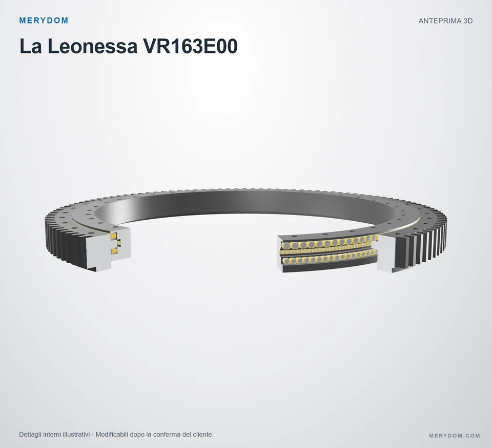 Anteprima del modello 3D del cuscinetto di rotazione sostitutivo MERYDOM per La Leonessa VR163E00.