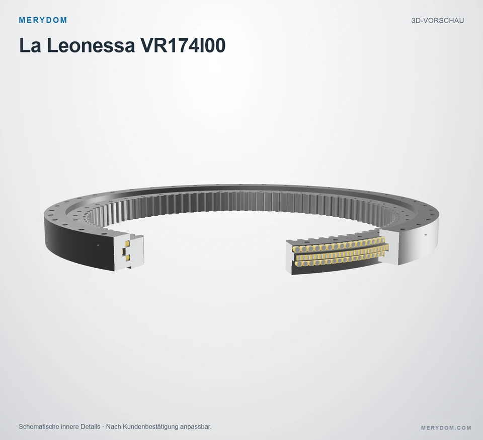 Vorschau des 3D-Modells des MERYDOM-Ersatzdrehkranzes für La Leonessa VR174I00.