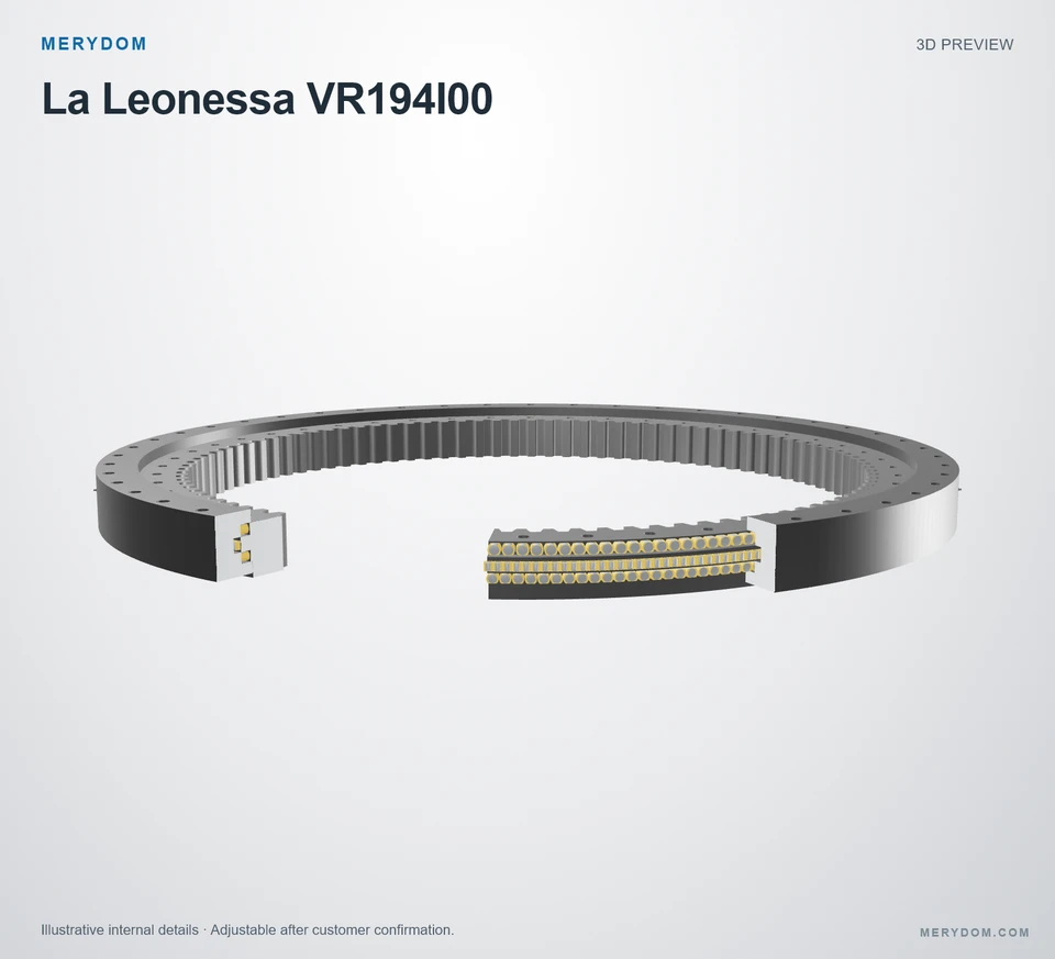 3D model preview of the MERYDOM replacement slewing bearing for La Leonessa VR194I00.