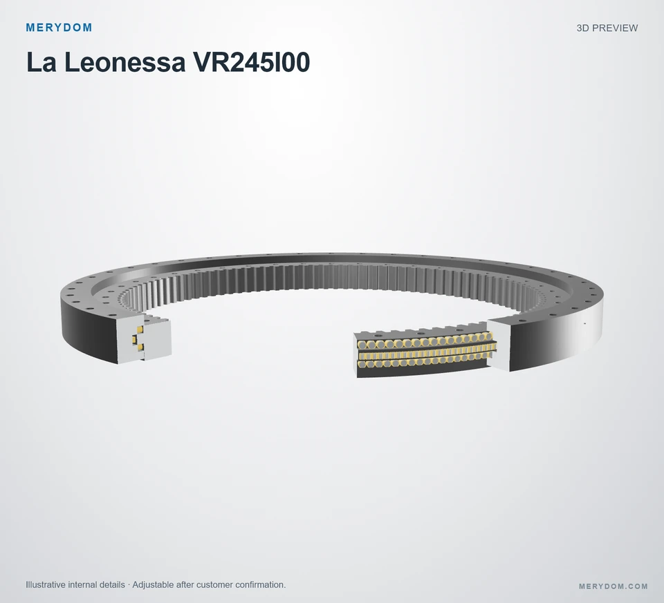 3D model preview of the MERYDOM replacement slewing bearing for La Leonessa VR245I00.