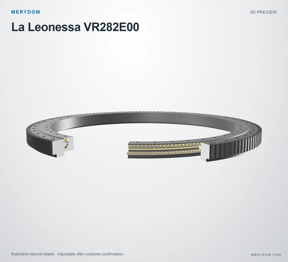 3D model preview of the MERYDOM replacement slewing bearing for La Leonessa VR282E00.