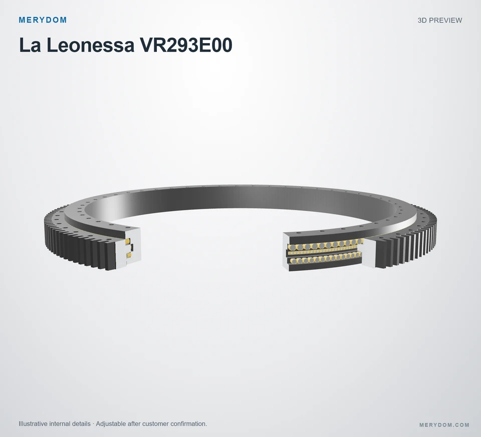 3D model preview of the MERYDOM replacement slewing bearing for La Leonessa VR293E00.