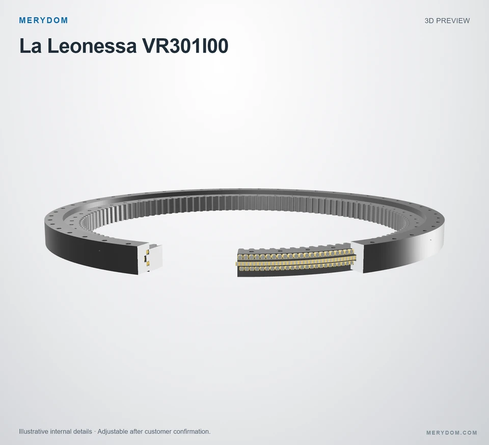 3D model preview of the MERYDOM replacement slewing bearing for La Leonessa VR301I00.