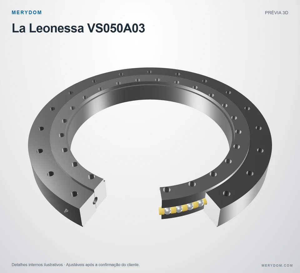 Prévia do modelo 3D do rolamento de giro de substituição MERYDOM para La Leonessa VS050A03.