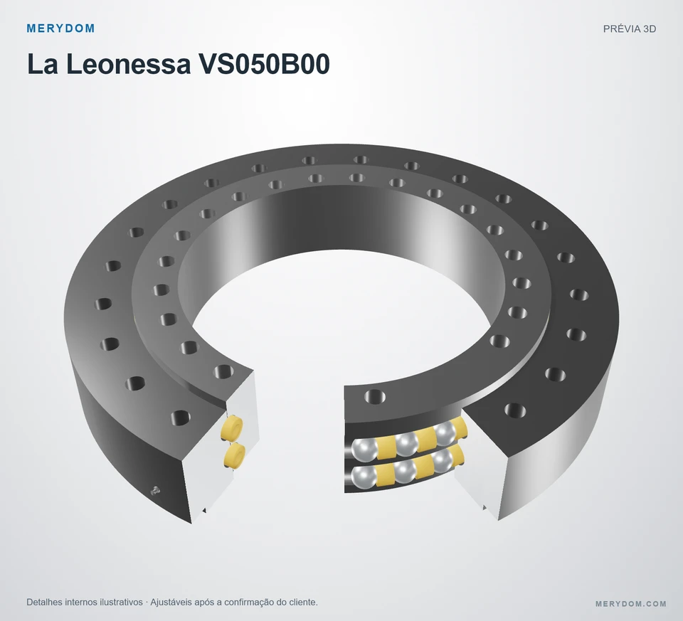 Prévia do modelo 3D do rolamento de giro de substituição MERYDOM para La Leonessa VS050B00.