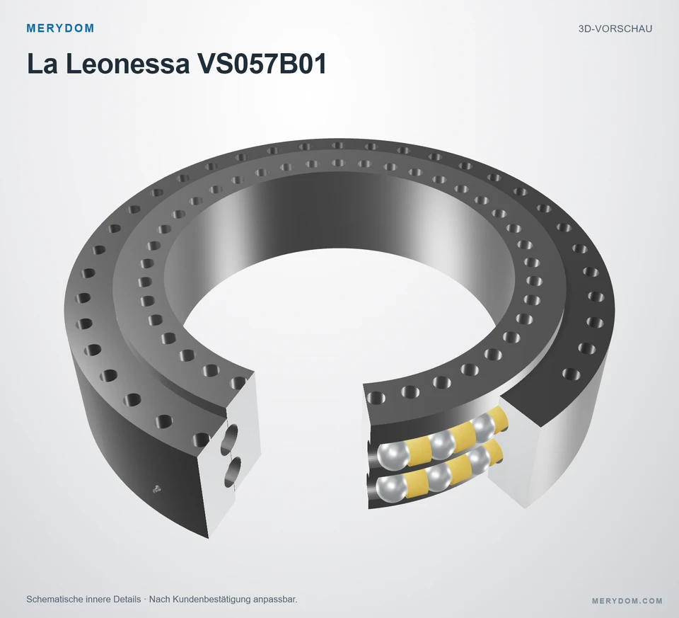 Vorschau des 3D-Modells des MERYDOM-Ersatzdrehkranzes für La Leonessa VS057B01.