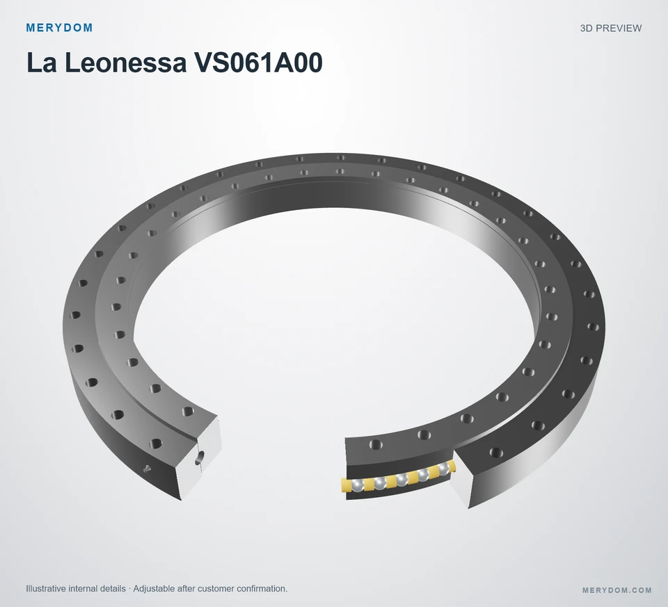 3D model preview of the MERYDOM replacement slewing bearing for La Leonessa VS061A00.