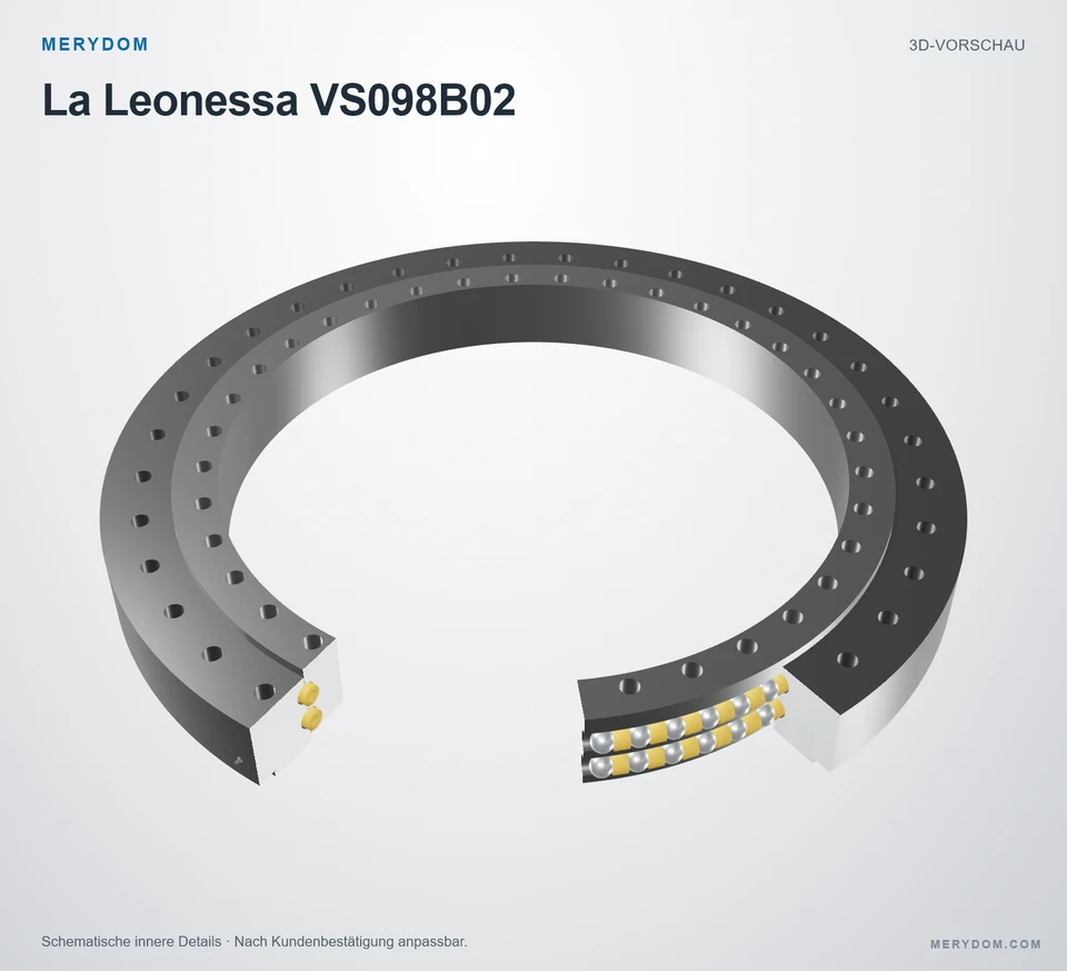Vorschau des 3D-Modells des MERYDOM-Ersatzdrehkranzes für La Leonessa VS098B02.