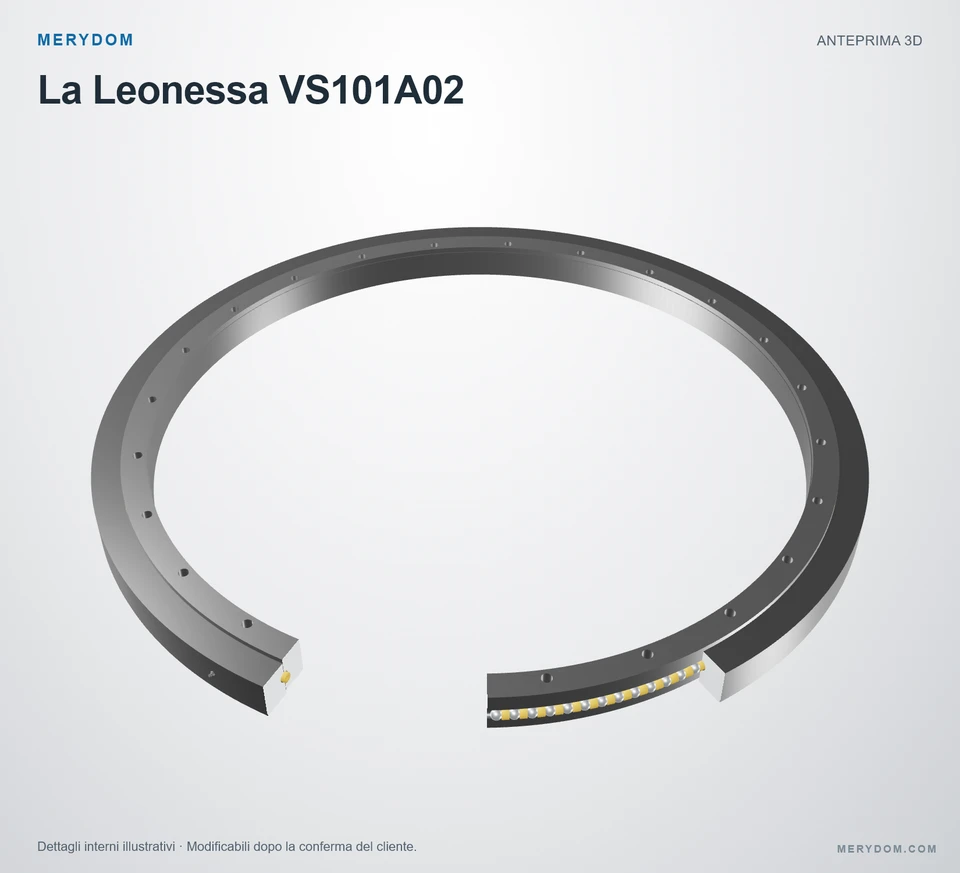 Anteprima del modello 3D del cuscinetto di rotazione sostitutivo MERYDOM per La Leonessa VS101A02.
