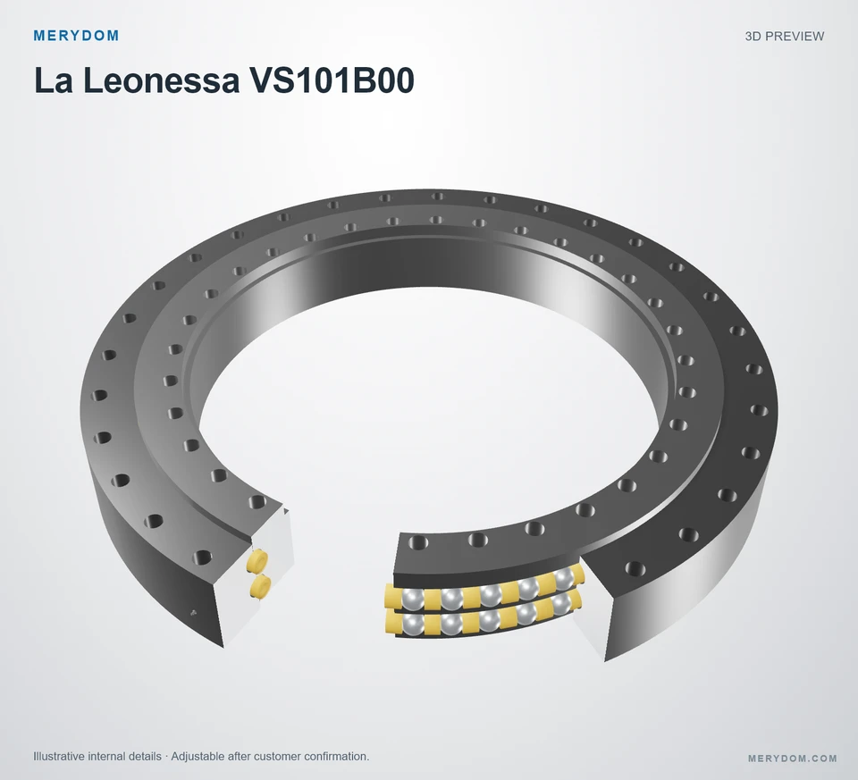 3D model preview of the MERYDOM replacement slewing bearing for La Leonessa VS101B00.