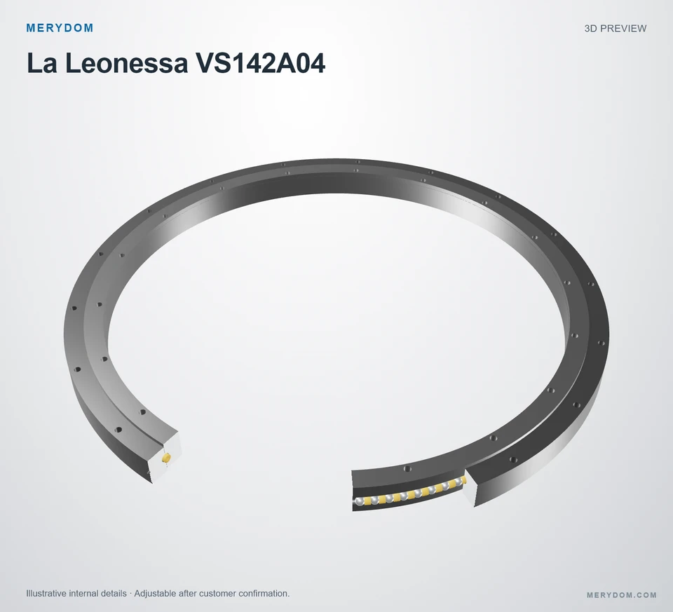3D model preview of the MERYDOM replacement slewing bearing for La Leonessa VS142A04.