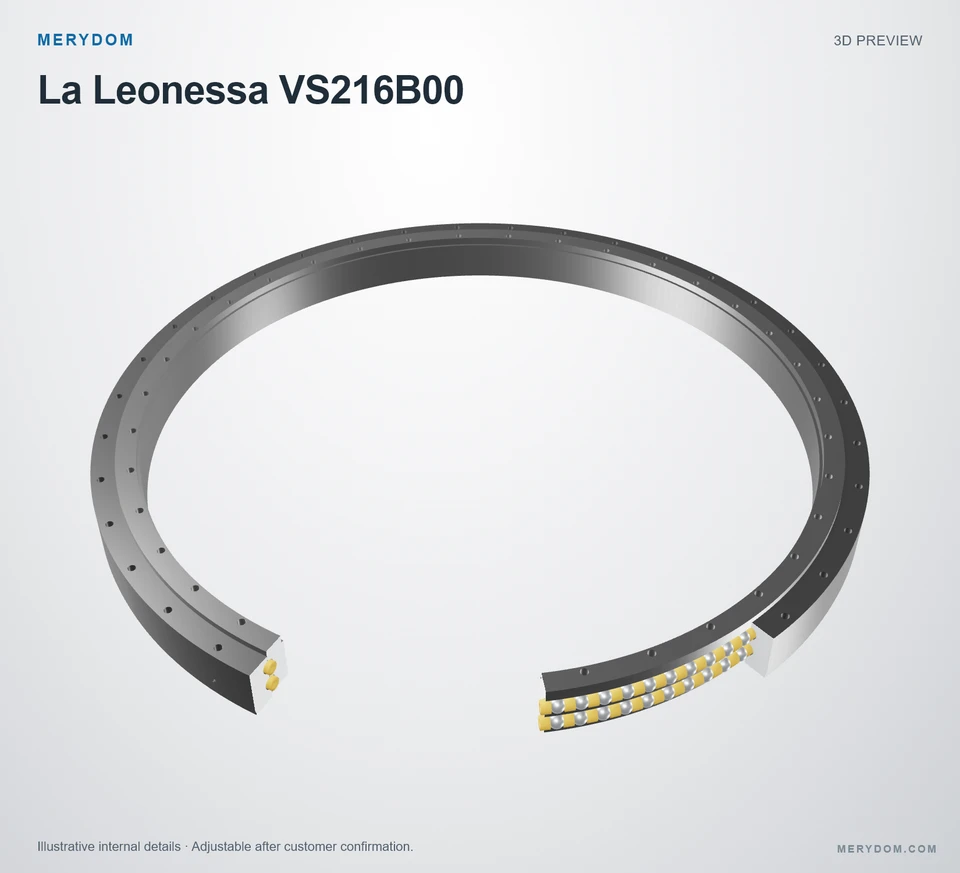 3D model preview of the MERYDOM replacement slewing bearing for La Leonessa VS216B00.