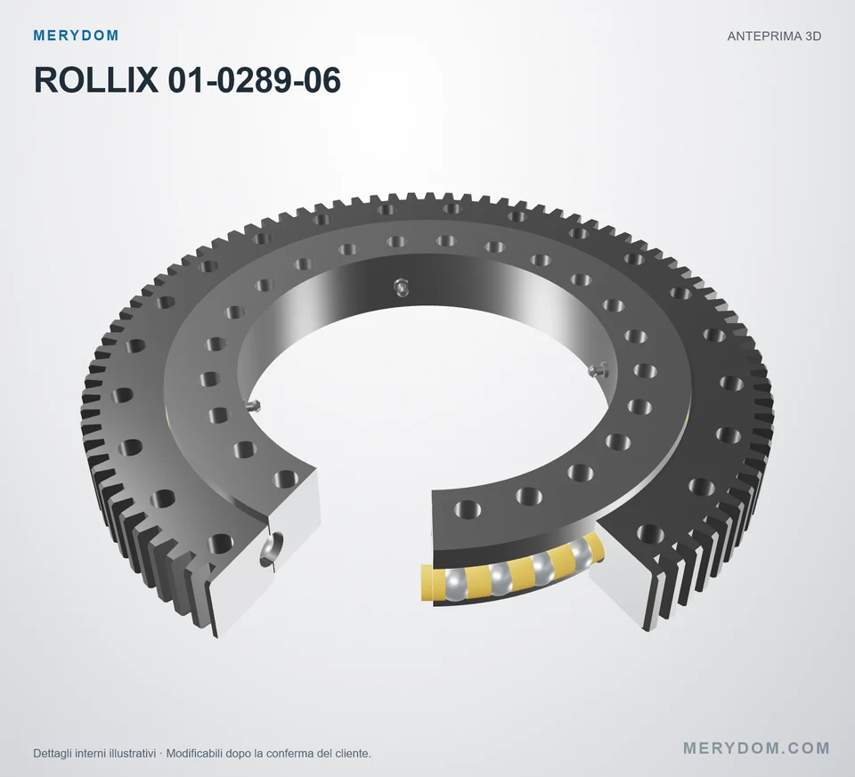 Anteprima del modello 3D del cuscinetto di rotazione sostitutivo MERYDOM per ROLLIX 01-0289-06.