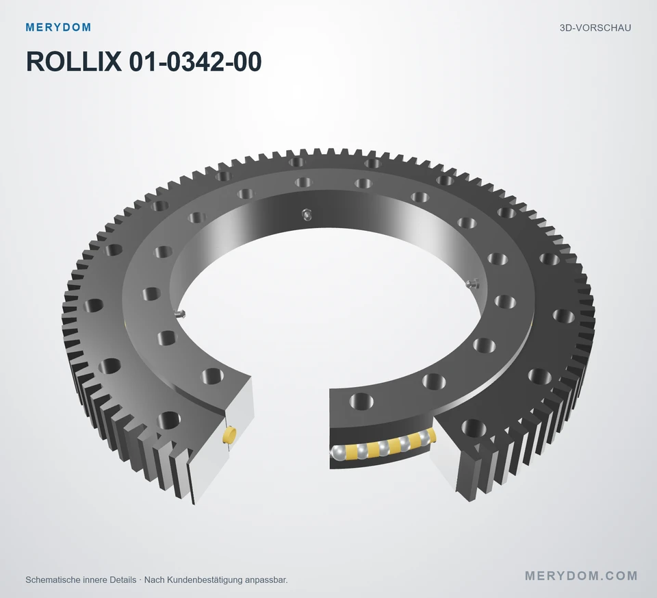 Vorschau des 3D-Modells des MERYDOM-Ersatzdrehkranzes für ROLLIX 01-0342-00.