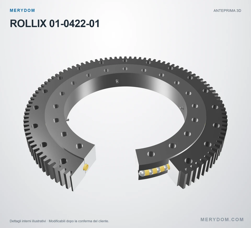 Anteprima del modello 3D del cuscinetto di rotazione sostitutivo MERYDOM per ROLLIX 01-0422-01.