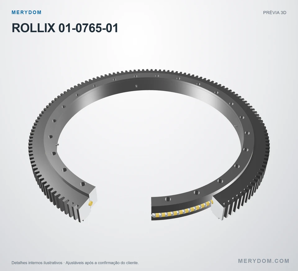 Prévia do modelo 3D do rolamento de giro de substituição MERYDOM para ROLLIX 01-0765-01.