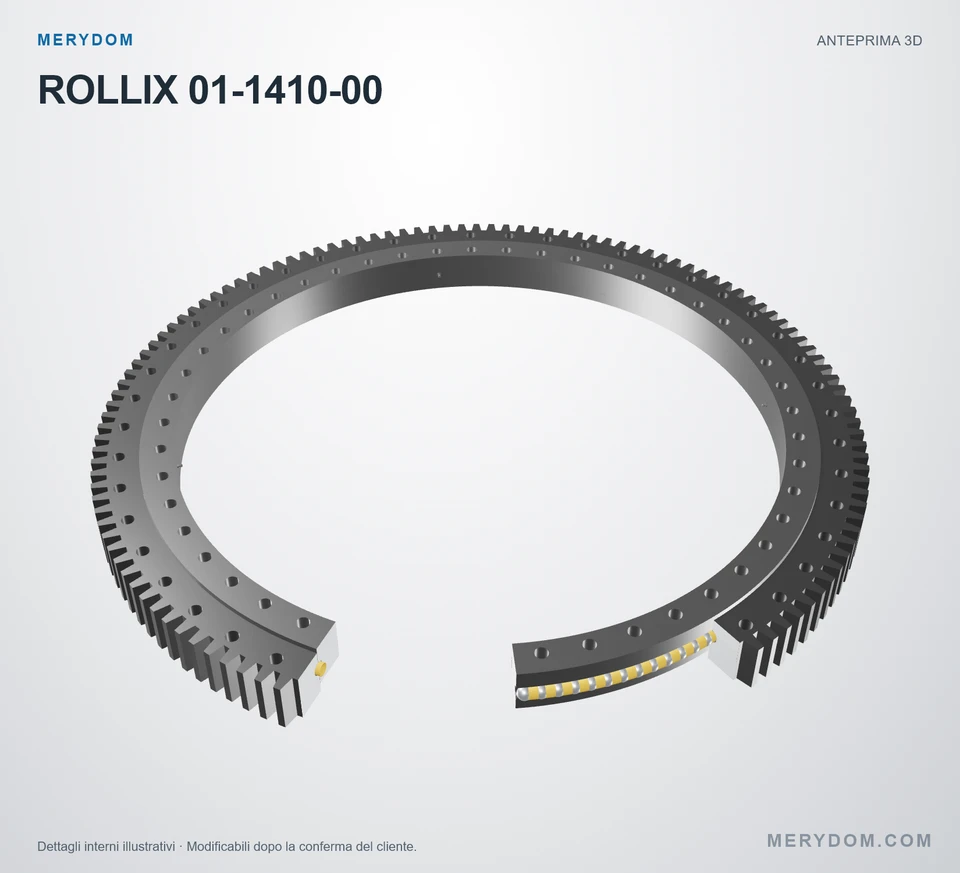 Anteprima del modello 3D del cuscinetto di rotazione sostitutivo MERYDOM per ROLLIX 01-1410-00.