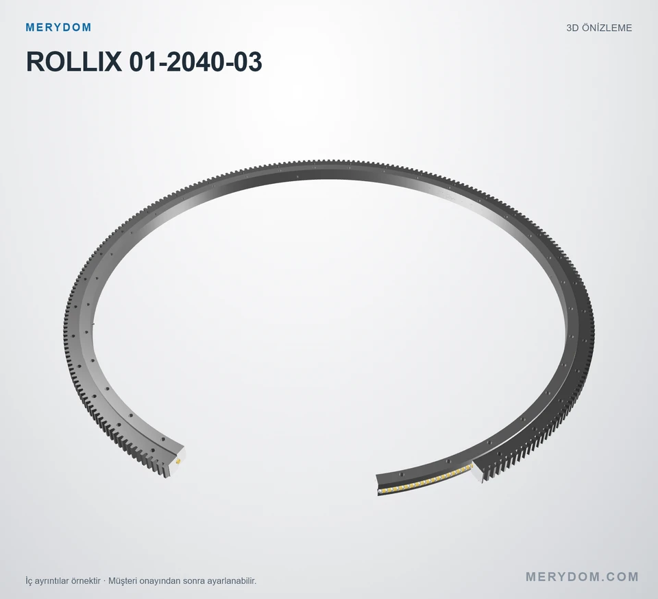ROLLIX 01-2040-03 için MERYDOM muadil döner tabla rulmanının 3D model önizlemesi.