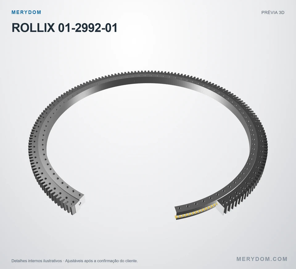 Prévia do modelo 3D do rolamento de giro de substituição MERYDOM para ROLLIX 01-2992-01.