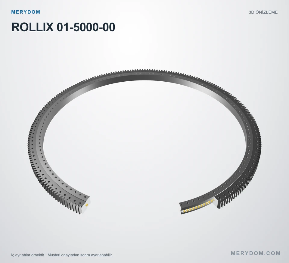 ROLLIX 01-5000-00 için MERYDOM muadil döner tabla rulmanının 3D model önizlemesi.