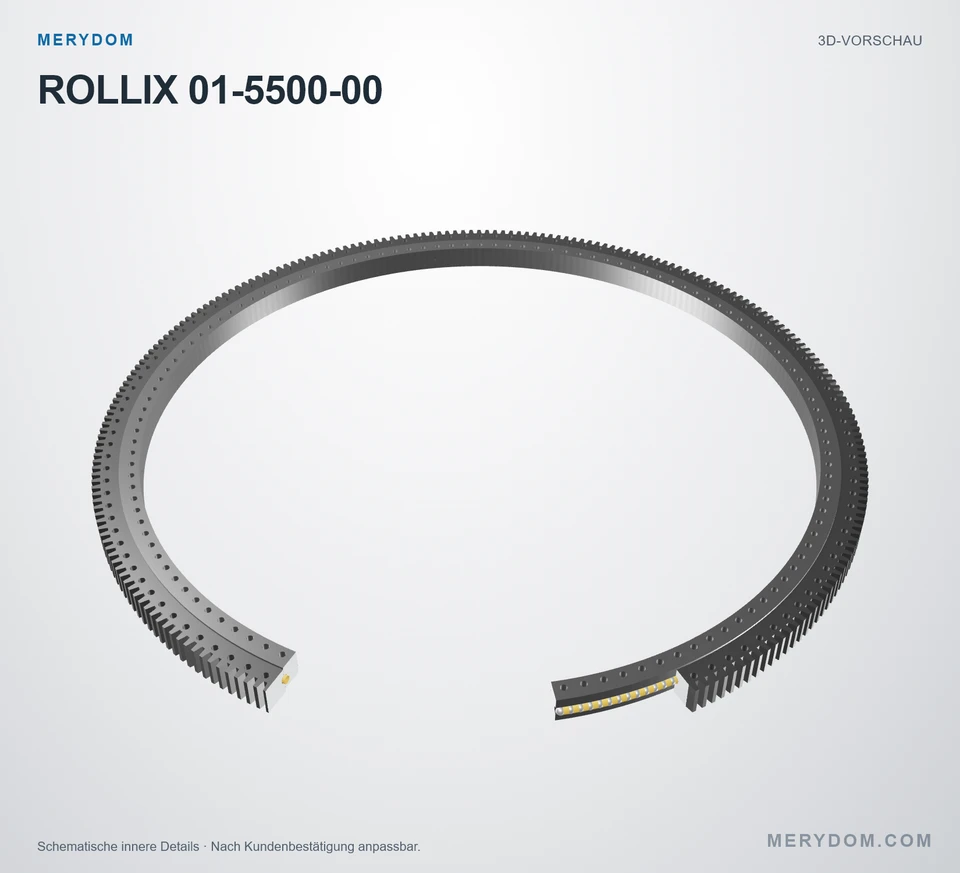 Vorschau des 3D-Modells des MERYDOM-Ersatzdrehkranzes für ROLLIX 01-5500-00.