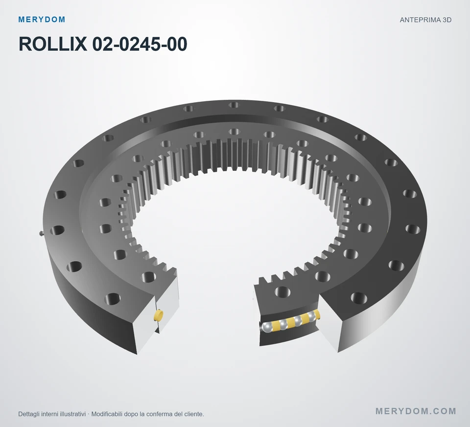 Anteprima del modello 3D del cuscinetto di rotazione sostitutivo MERYDOM per ROLLIX 02-0245-00.