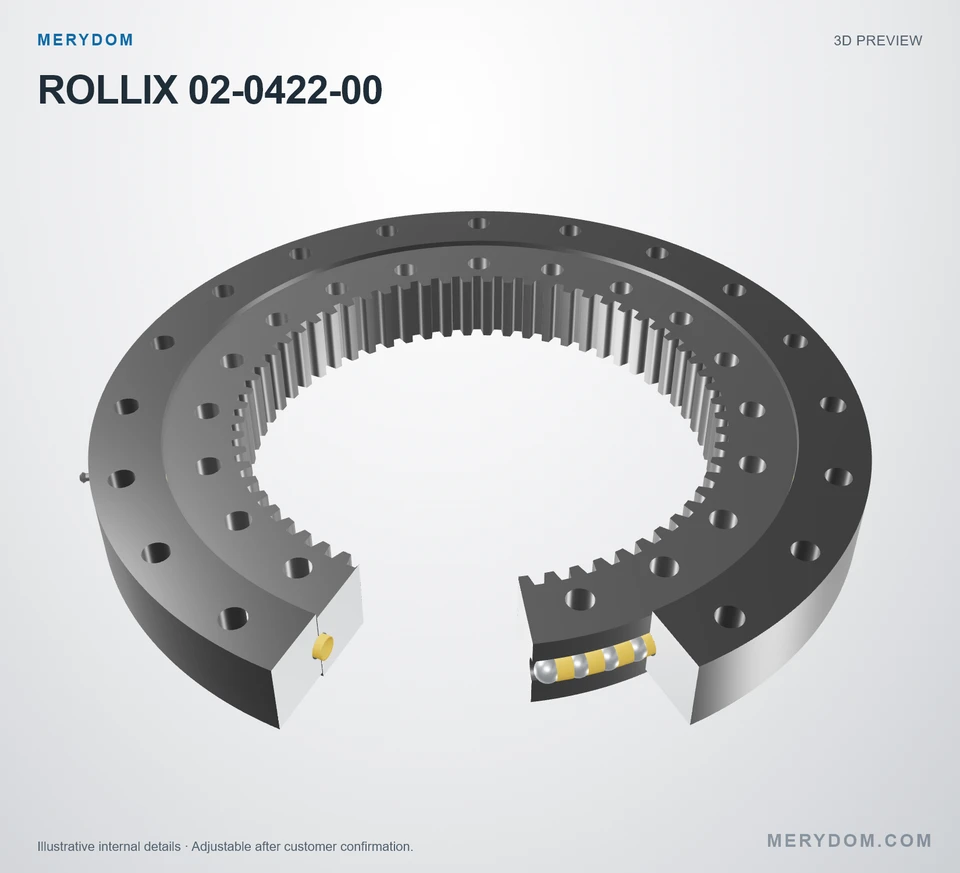 3D model preview of the MERYDOM replacement slewing bearing for ROLLIX 02-0422-00.