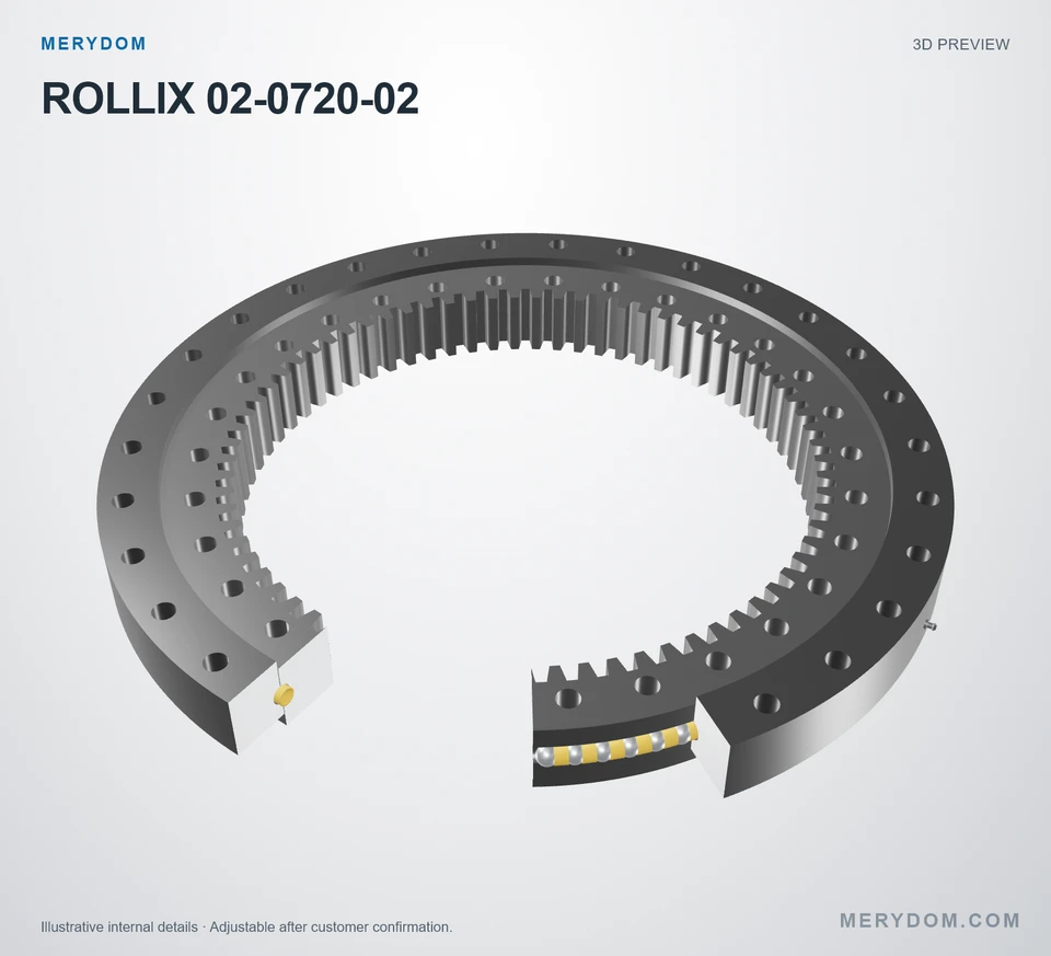 3D model preview of the MERYDOM replacement slewing bearing for ROLLIX 02-0720-02.