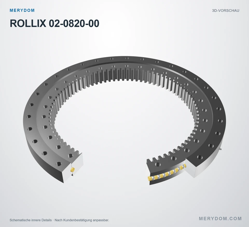 Vorschau des 3D-Modells des MERYDOM-Ersatzdrehkranzes für ROLLIX 02-0820-00.
