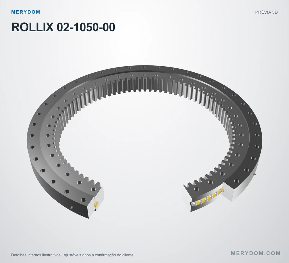 Prévia do modelo 3D do rolamento de giro de substituição MERYDOM para ROLLIX 02-1050-00.
