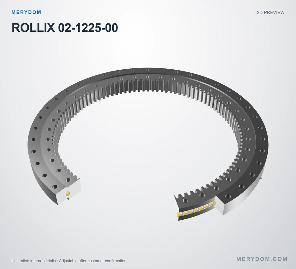 3D model preview of the MERYDOM replacement slewing bearing for ROLLIX 02-1225-00.