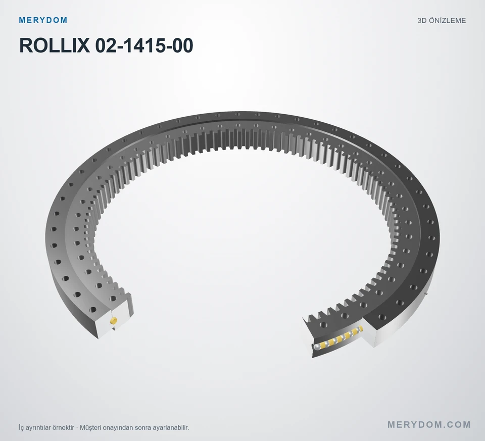ROLLIX 02-1415-00 için MERYDOM muadil döner tabla rulmanının 3D model önizlemesi.