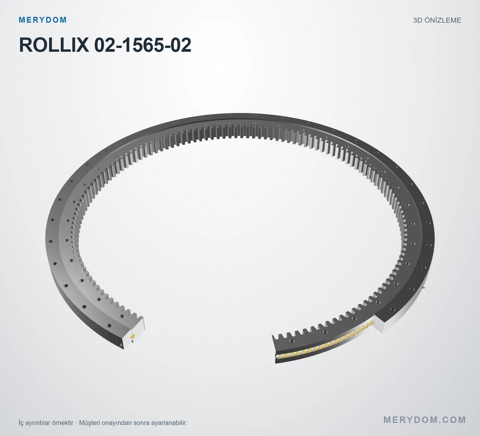 ROLLIX 02-1565-02 için MERYDOM muadil döner tabla rulmanının 3D model önizlemesi.