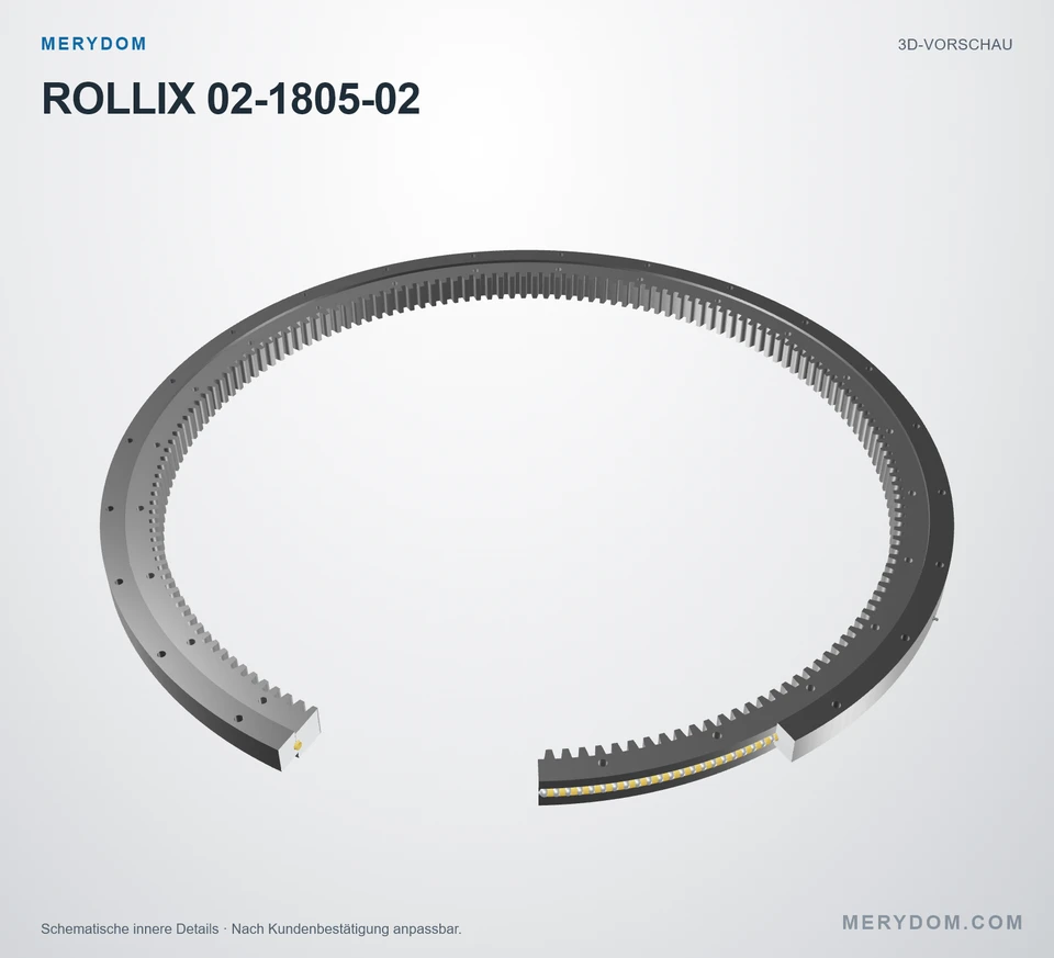 Vorschau des 3D-Modells des MERYDOM-Ersatzdrehkranzes für ROLLIX 02-1805-02.
