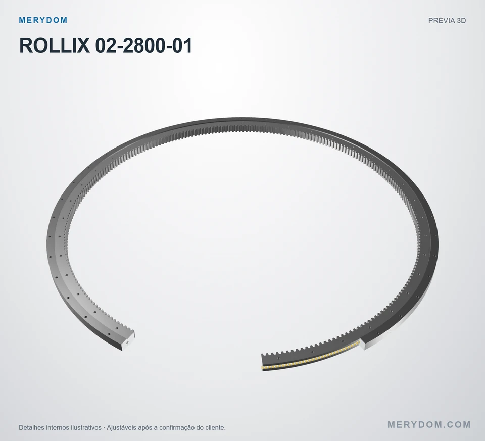 Prévia do modelo 3D do rolamento de giro de substituição MERYDOM para ROLLIX 02-2800-01.