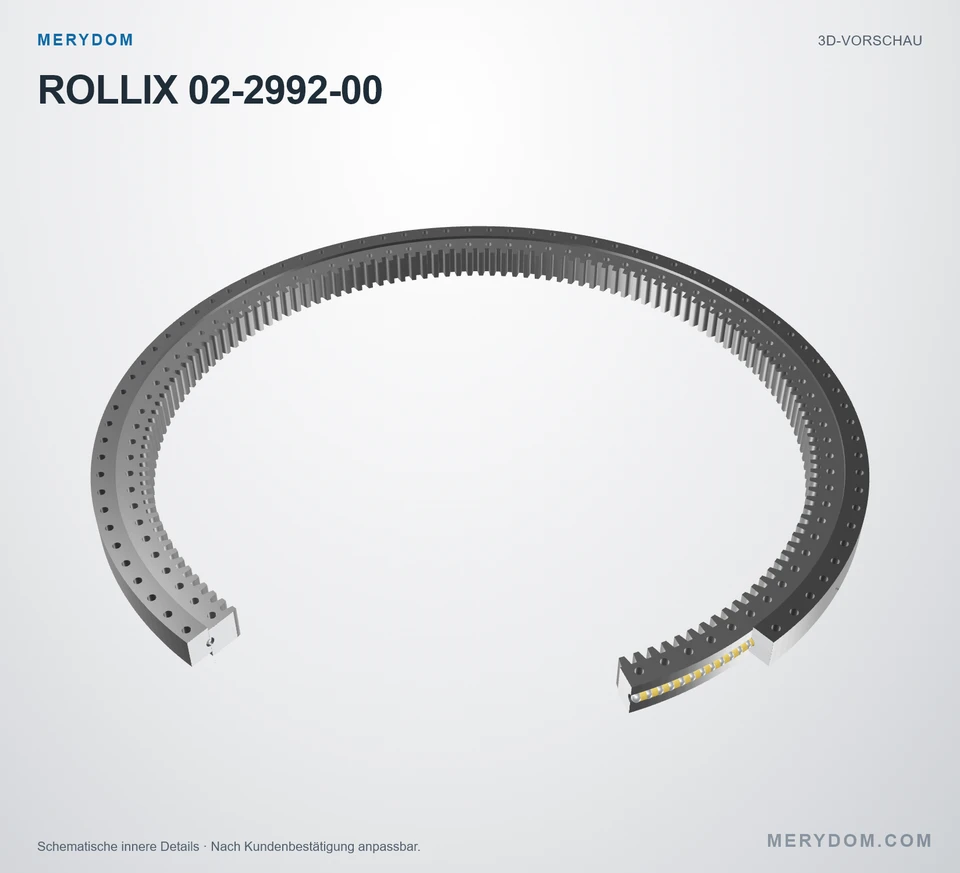 Vorschau des 3D-Modells des MERYDOM-Ersatzdrehkranzes für ROLLIX 02-2992-00.