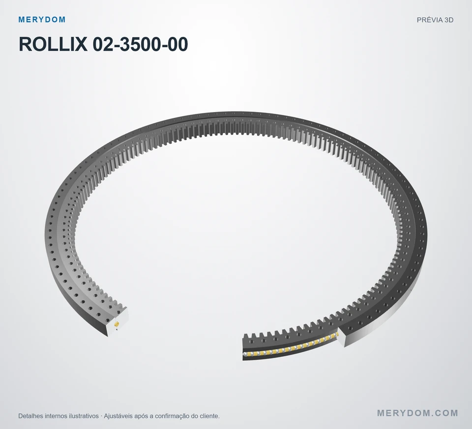 Prévia do modelo 3D do rolamento de giro de substituição MERYDOM para ROLLIX 02-3500-00.