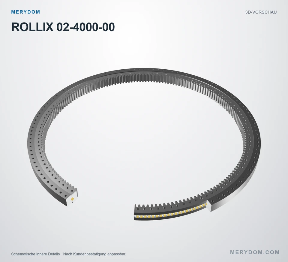 Vorschau des 3D-Modells des MERYDOM-Ersatzdrehkranzes für ROLLIX 02-4000-00.