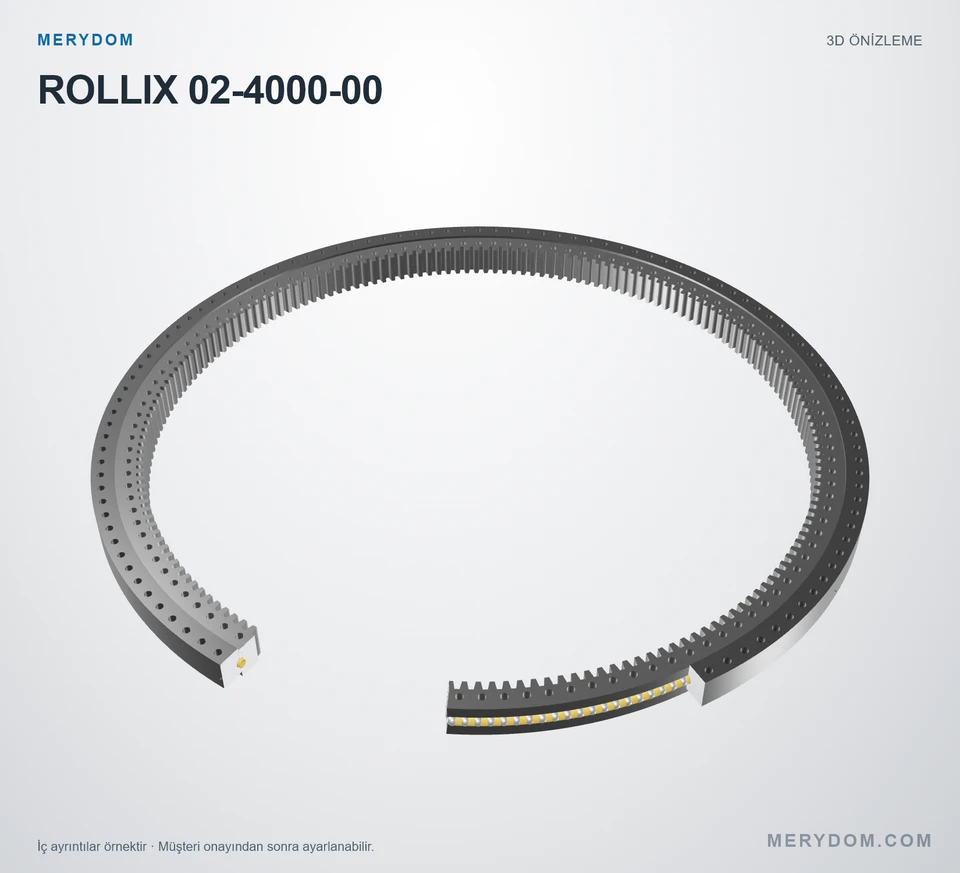 ROLLIX 02-4000-00 için MERYDOM muadil döner tabla rulmanının 3D model önizlemesi.