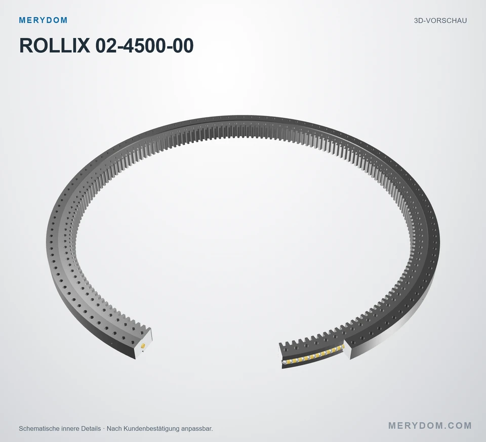 Vorschau des 3D-Modells des MERYDOM-Ersatzdrehkranzes für ROLLIX 02-4500-00.