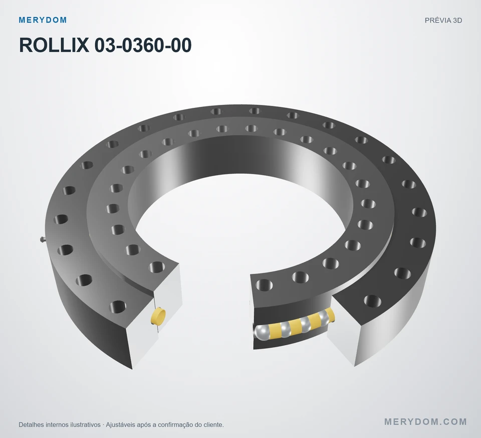 Prévia do modelo 3D do rolamento de giro de substituição MERYDOM para ROLLIX 03-0360-00.