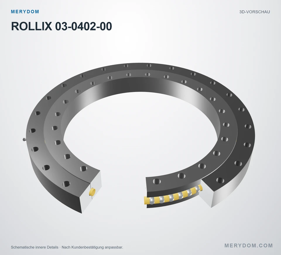 Vorschau des 3D-Modells des MERYDOM-Ersatzdrehkranzes für ROLLIX 03-0402-00.