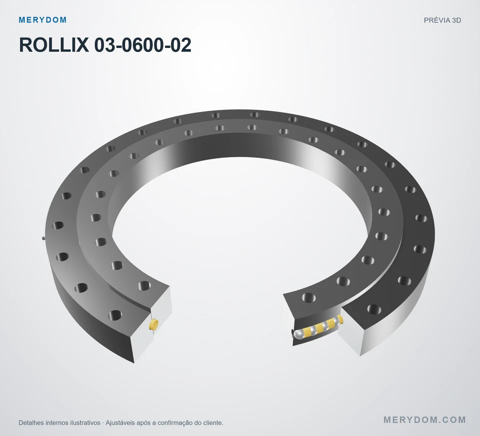 Prévia do modelo 3D do rolamento de giro de substituição MERYDOM para ROLLIX 03-0600-02.