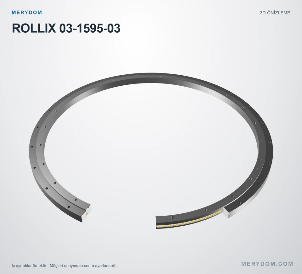 ROLLIX 03-1595-03 için MERYDOM muadil döner tabla rulmanının 3D model önizlemesi.