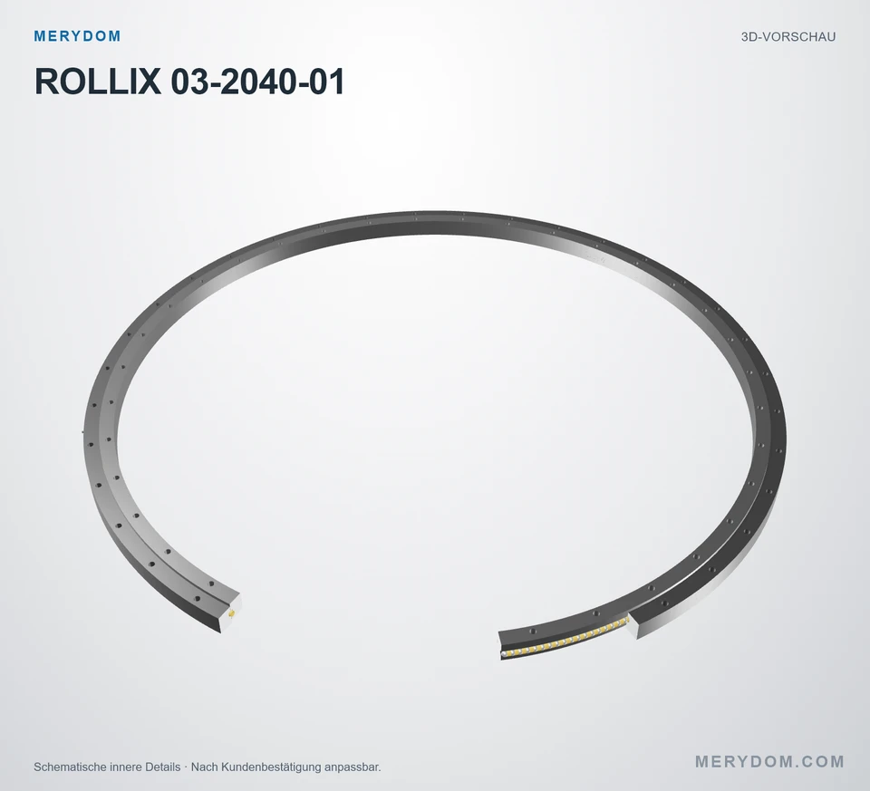 Vorschau des 3D-Modells des MERYDOM-Ersatzdrehkranzes für ROLLIX 03-2040-01.