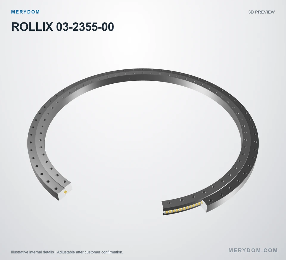 3D model preview of the MERYDOM replacement slewing bearing for ROLLIX 03-2355-00.