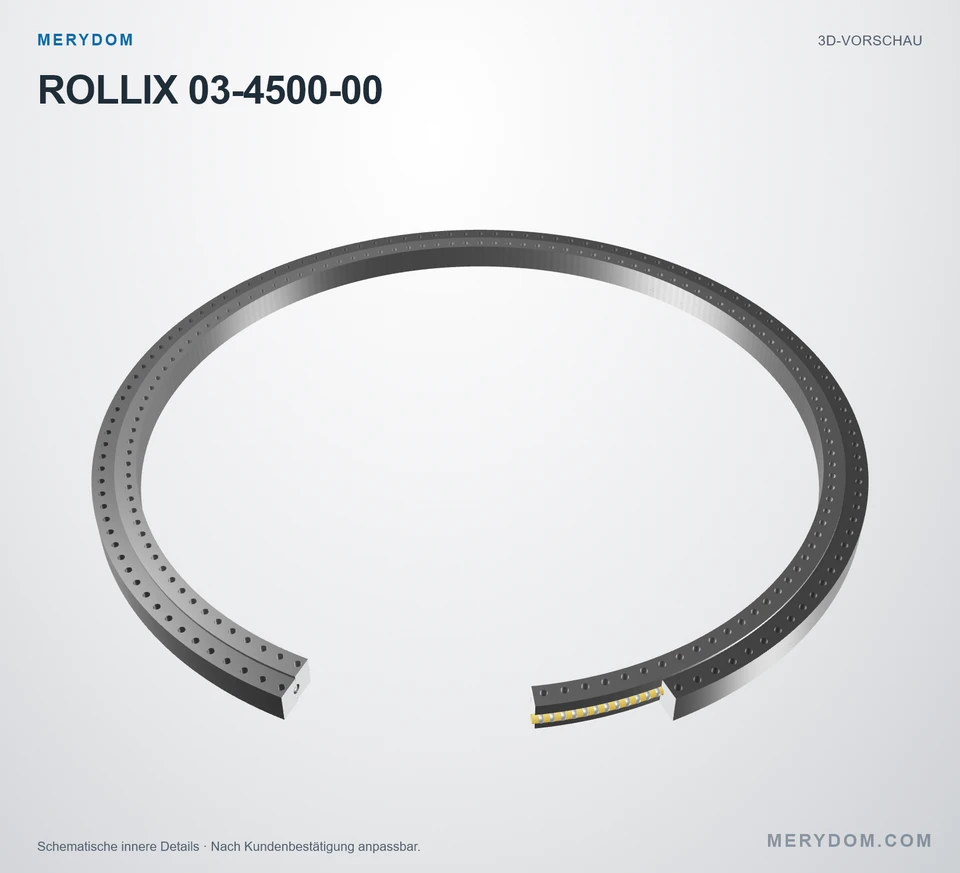 Vorschau des 3D-Modells des MERYDOM-Ersatzdrehkranzes für ROLLIX 03-4500-00.